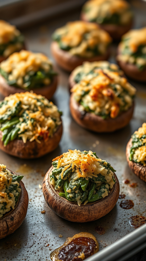 24 Hearty Easter Dinner to Gather Your Family - Zynahz 13. Spinach and Parmesan Stuffed Mushrooms