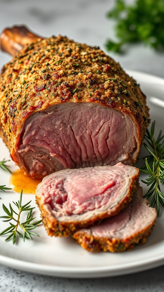 24 Hearty Easter Dinner to Gather Your Family - Zynahz 15. Herb-Crusted Leg of Lamb