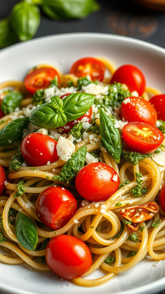 24 Hearty Easter Dinner to Gather Your Family - Zynahz 18. Pesto and Cherry Tomato Pasta