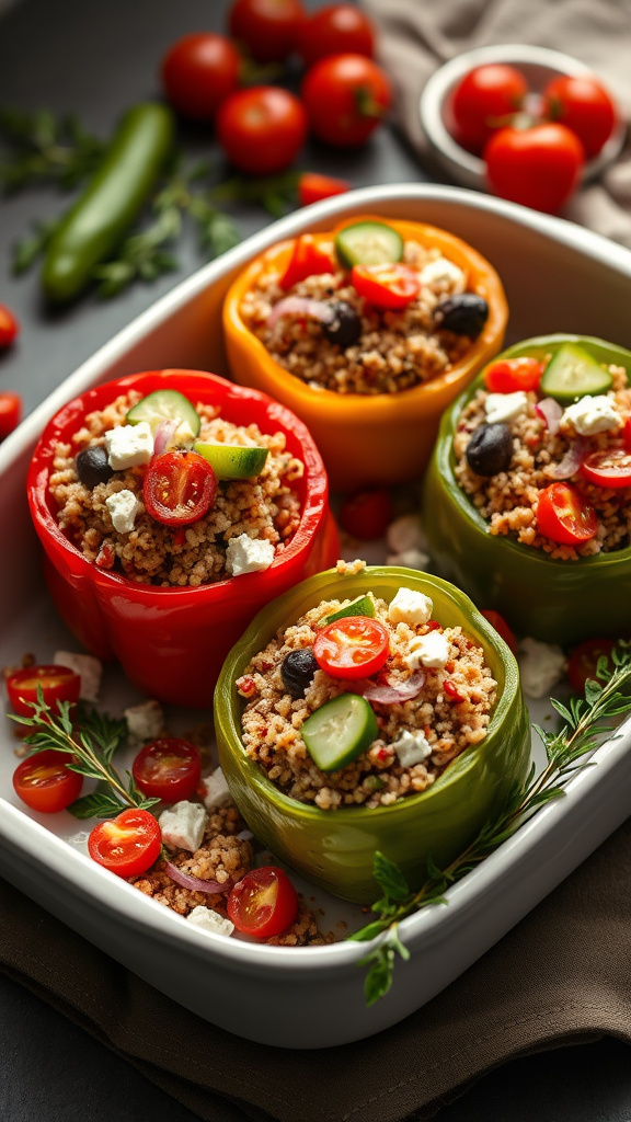 24 Hearty Easter Dinner to Gather Your Family - Zynahz 20. Mediterranean Quinoa Stuffed Peppers