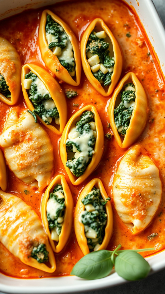 24 Hearty Easter Dinner to Gather Your Family - Zynahz 8. Creamy Spinach Stuffed Shells