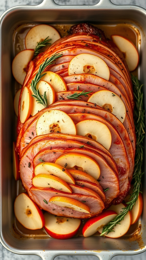 24 Juicy Easter Ham Dinner to Anchor Your Feast - Zynahz 22. Rustic Apple Rosemary Ham