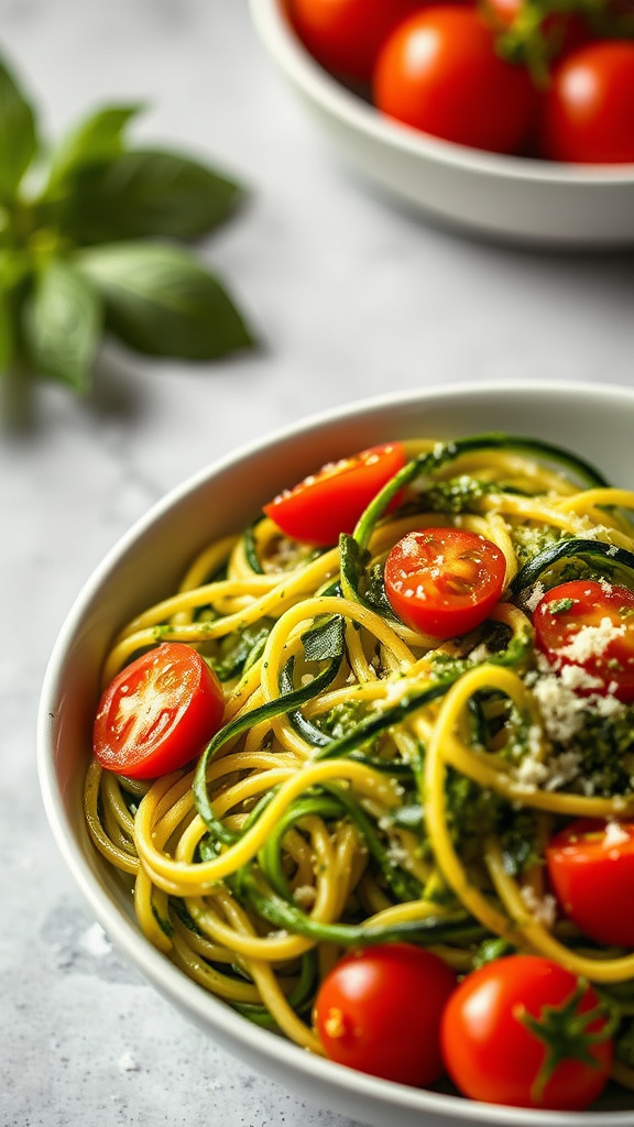 12. Pesto Zoodle Pasta with Tomatoes