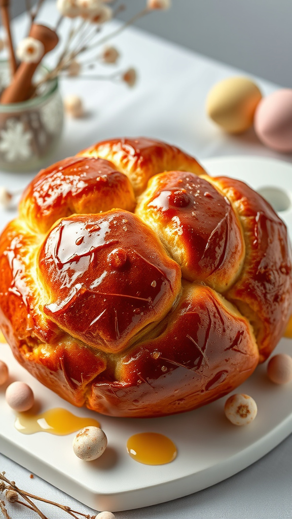 25 Golden Easter Bread to Warm Your Holiday Table - Zynahz 2. Honey-Glazed Easter Brioche
