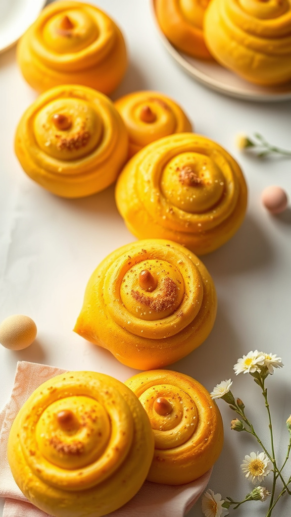 25 Golden Easter Bread to Warm Your Holiday Table - Zynahz 4. Golden Turmeric Easter Rolls