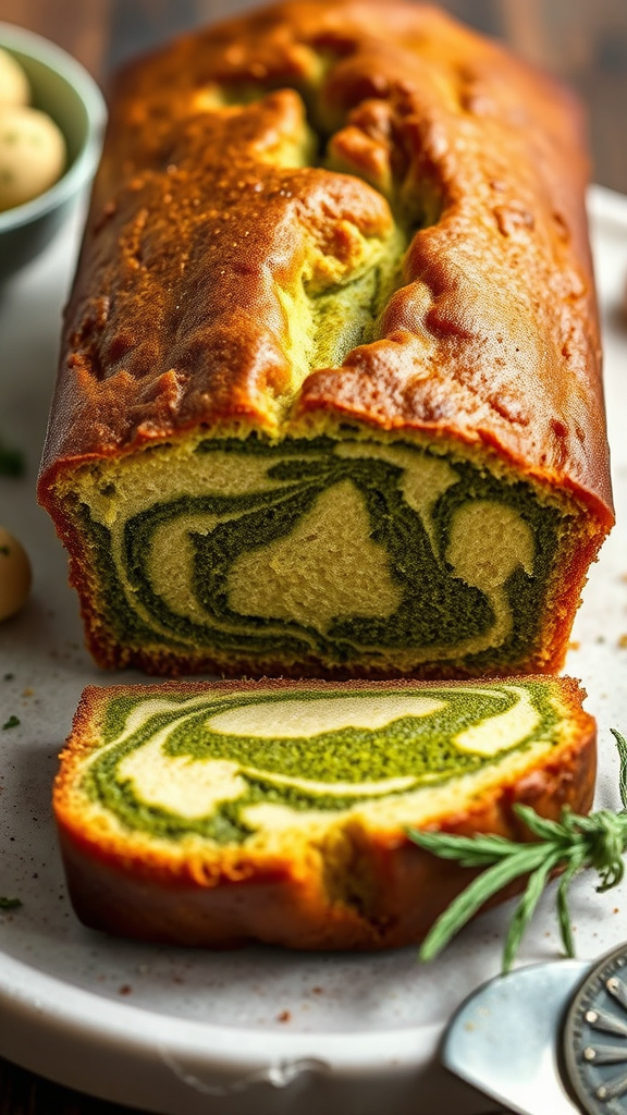 25 Golden Easter Bread to Warm Your Holiday Table - Zynahz 6. Matcha Marbled Easter Loaf