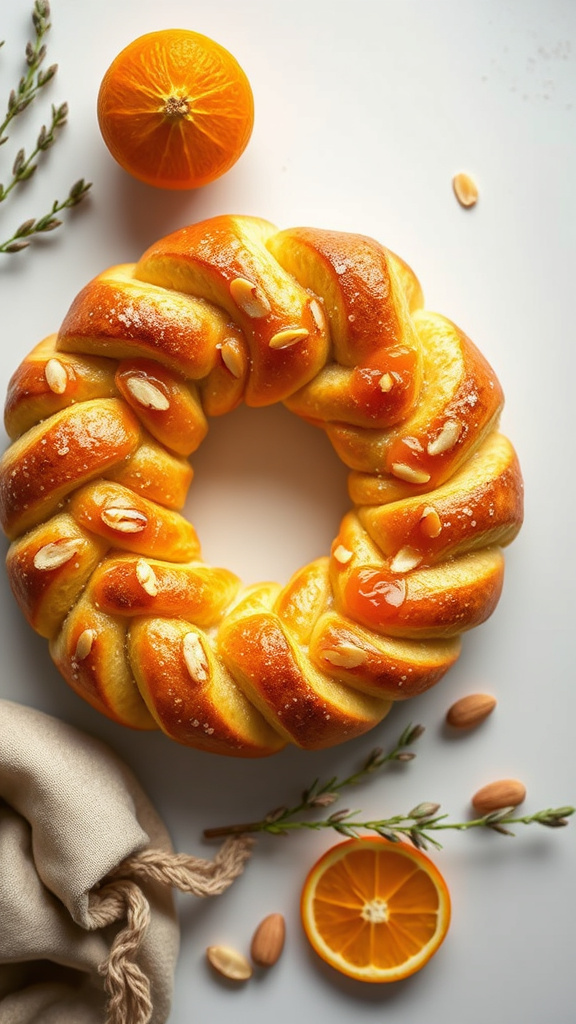 25 Golden Easter Bread to Warm Your Holiday Table - Zynahz 8. Almond and Orange Easter Wreath