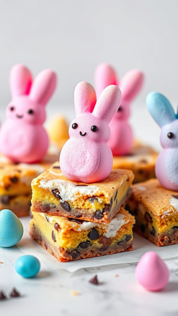 25 Stunning Easter Cookies Decorated to Impress Your Guests - Zynahz 16. Rainbow Peeps Cookie Bars