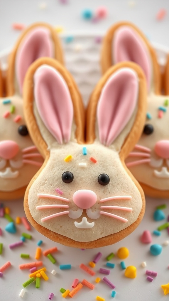25 Stunning Easter Cookies Decorated to Impress Your Guests - Zynahz 19. Colorful Confetti Bunny Faces