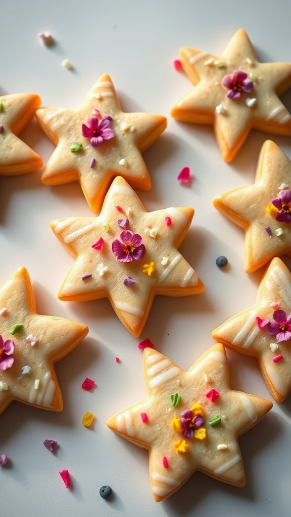 25 Stunning Easter Cookies Decorated to Impress Your Guests - Zynahz 7. Blossom-Inspired Shortbread Stars
