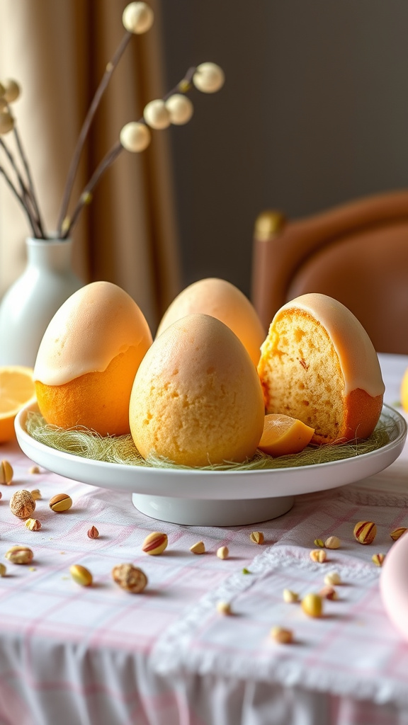 26 Charming Easter Egg Cake to Wow Your Party - Zynahz 10. Pistachio Citrus Egg Cake Trio