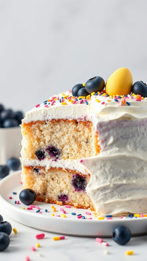 26 Charming Easter Egg Cake to Wow Your Party - Zynahz 5. Blueberry Bliss Easter Egg Cake