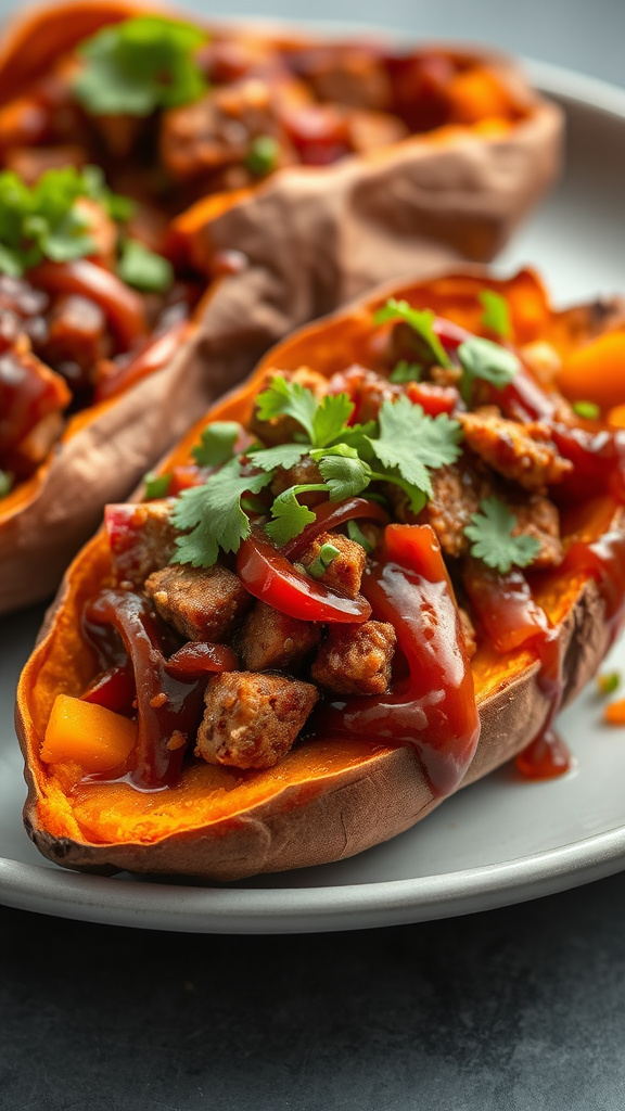26. BBQ Tempeh Stuffed Sweet Potatoes