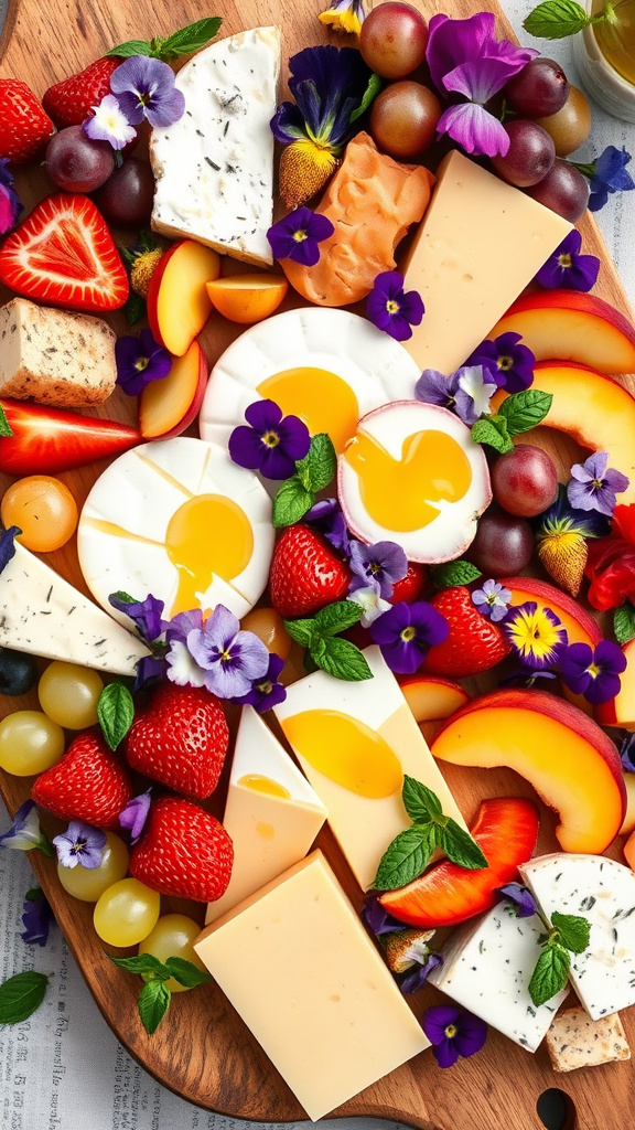 6. Floral Fruit and Cheese Medley