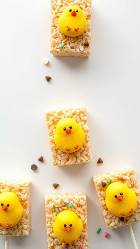 8. Marshmallow Chick Rice Krispie Pops