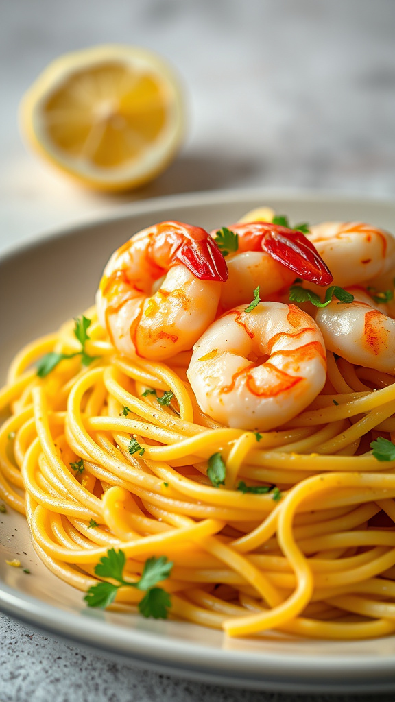 20. Lemony Garlic Shrimp Pasta
