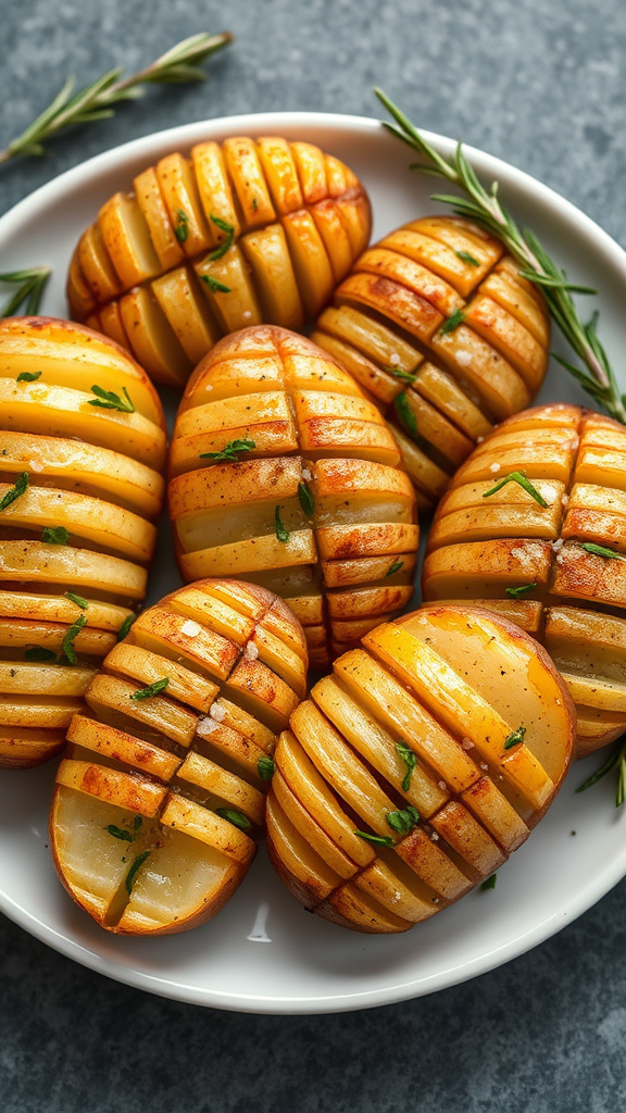 26 Stunning Easter Dinner Menu Ideas to Impress Everyone - Zynahz 10. Rosemary Garlic Hasselback Potatoes