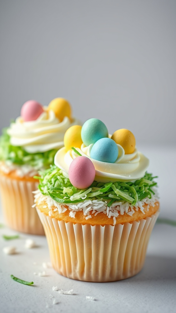 26 Vibrant Easter Cupcakes Ideas to Celebrate in Style - Zynahz 2. Nestled Egg Cupcakes