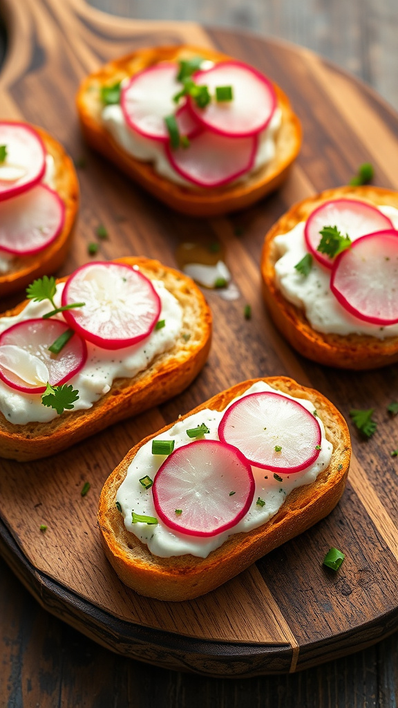 27. Herbed Ricotta Radish Tartines