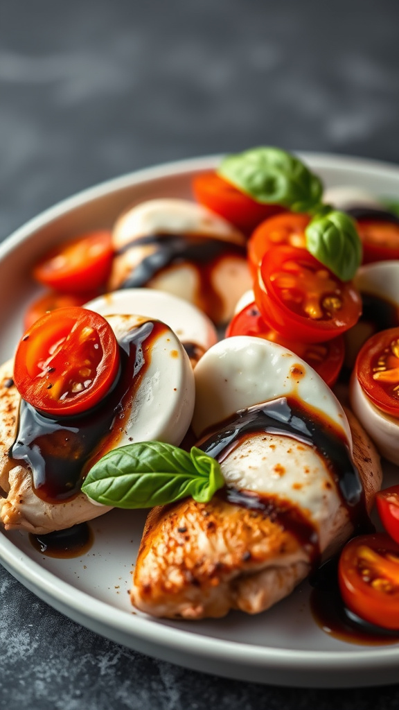 25. Balsamic Glazed Caprese Chicken