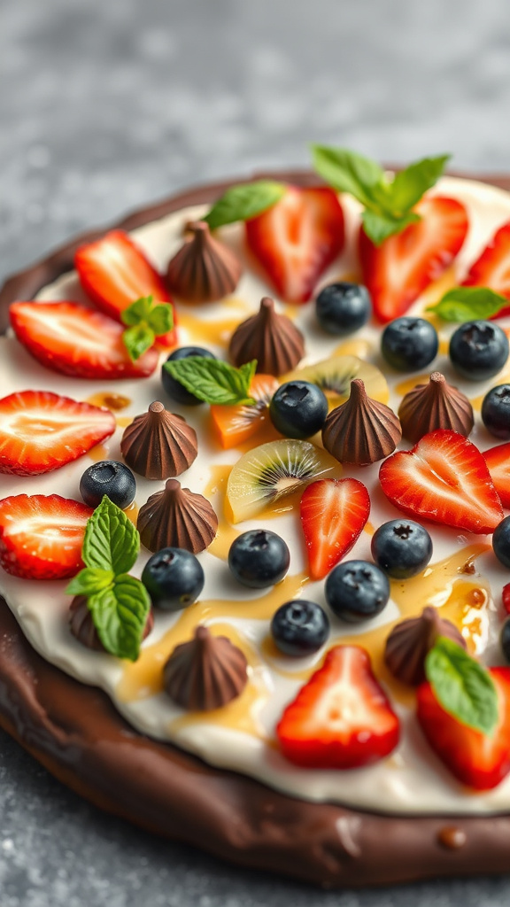 27 Sweet Easter Fruit Pizza to Slice Up Fun - Zynahz 11. Chocolate Kiss Fruit Pizza