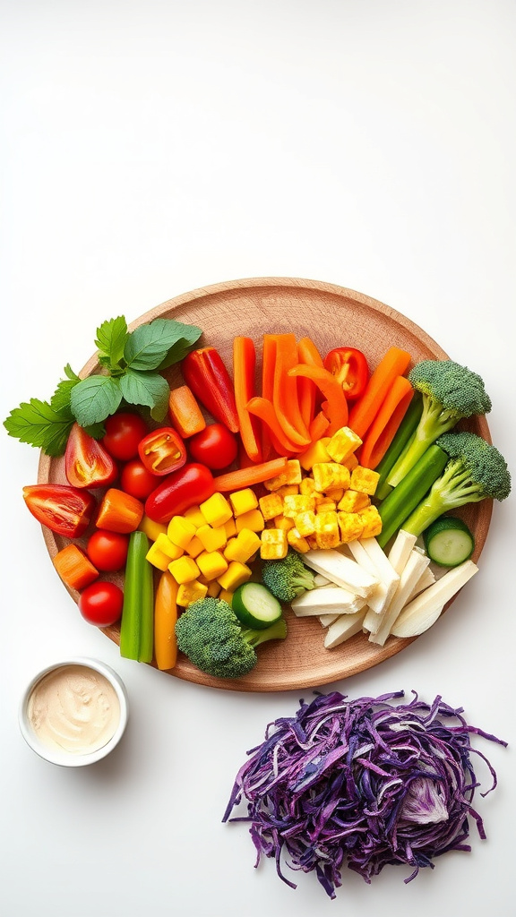 28 Brilliant Easter Charcuterie Board Ideas to Impress All - Zynahz 2. Rainbow Veggie Easter Board