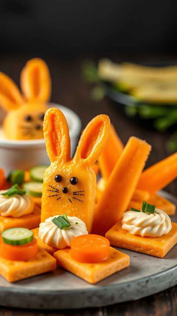 28 Brilliant Easter Charcuterie Board Ideas to Impress All - Zynahz 22. Bunny Carrot Crackers & Cheese