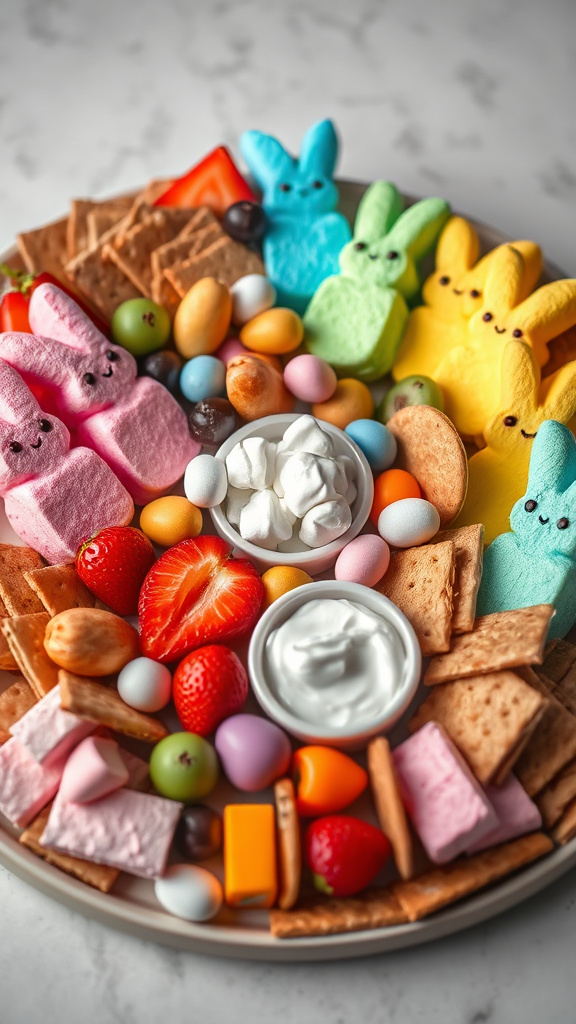28 Brilliant Easter Charcuterie Board Ideas to Impress All - Zynahz 23. Peep Inspired Dessert Platter