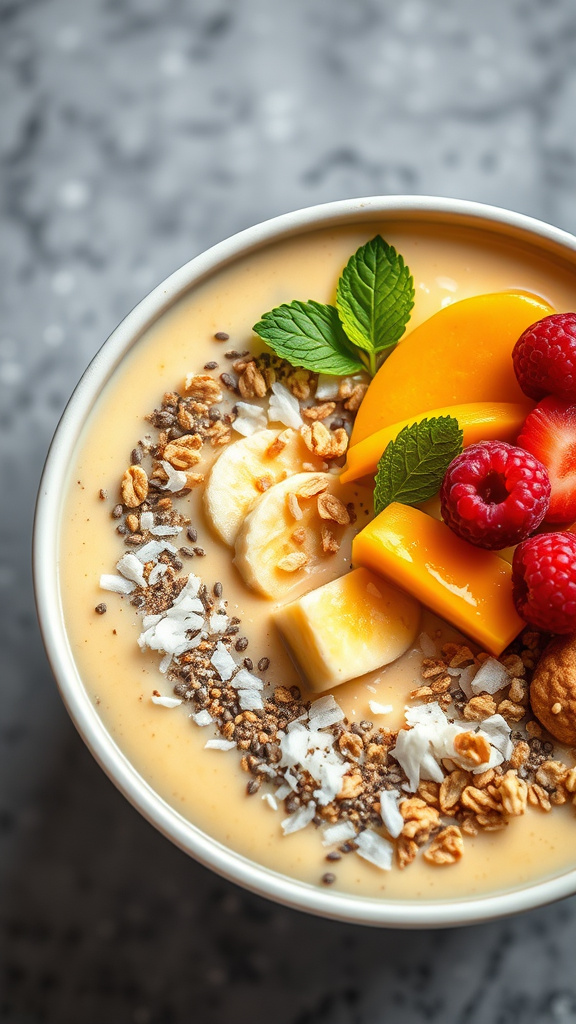 28 Vibrant Easter Brunch Ideas to Brighten Your Morning - Zynahz 15. Mango Coconut Smoothie Bowl