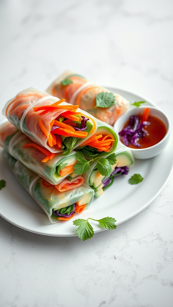 28 Vibrant Easter Brunch Ideas to Brighten Your Morning - Zynahz 20. Rainbow Veggie Spring Rolls