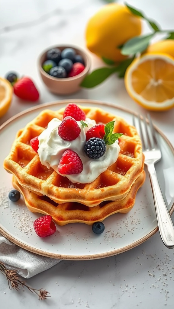 28 Vibrant Easter Brunch Ideas to Brighten Your Morning - Zynahz 22. Lemon Poppy Seed Waffles