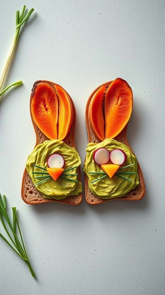 28 Vibrant Easter Brunch Ideas to Brighten Your Morning - Zynahz 4. Bunny-Shaped Avocado Toast