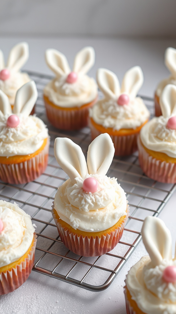 29 Charming Easter Cupcakes Decoration to Steal the Show - Zynahz 14. Cloud Fondant Bunny Tails