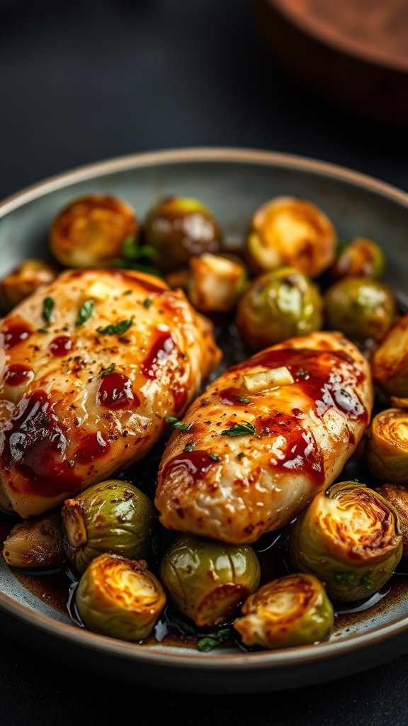 26. Balsamic Glazed Brussels Sprouts and Chicken